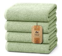NatureMark Lot de 4 serviettes de douche - serviettes de douche douces et absorbantes en 100% coton, adaptées pour un usage quotidien - Vert mousse, 70x140 cm