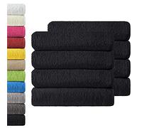 NatureMark Lot de 8 serviettes 100 % coton - Noir - 50 x 100 cm - 8 (noir)