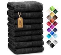 NatureMark Lot de 8 Serviettes à Main - 100% Coton - Serviettes Absorbantes et Durables, Taille 50×100 cm, Noir