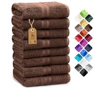 NatureMark Lot de 8 Serviettes à Main - 100% Coton - Serviettes Absorbantes et Durables, Taille 50×100 cm, Marron Chocolat