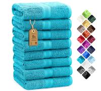 NatureMark Lot de 8 Serviettes de Toilette en Tissu éponge, 100% Coton, Turquoise, 50 x 100 cm