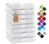 NatureMark Lot de 8 Serviettes à Main - 100% Coton - Serviettes Absorbantes et Durables, Taille 50×100 cm, Blanc