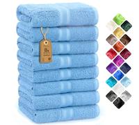 NatureMark Lot de 8 Serviettes à Main - 100% Coton - Serviettes Absorbantes et Durables, Taille 50×100 cm, Bleu Clair