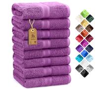 NatureMark Lot de 8 Serviettes à Main - 100% Coton - Serviettes Absorbantes et Durables, Taille 50×100 cm, Lilas