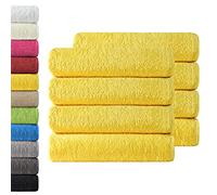 NatureMark Lot de 8 Serviettes de Toilette en Tissu éponge, 100% Coton, 50 x 100 cm, Jaune