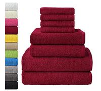 NatureMark Lot de 8 Serviettes Éponge, 100% Coton, Rouge Bordeaux