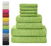 NatureMark Lot de 8 Serviettes Éponge, 100% Coton, Vert Pomme