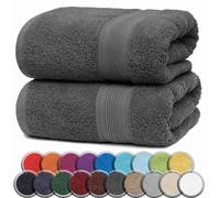 NatureMark Serviettes DE Bain Premium/Serviettes DE Douche en 100% Coton, Douces, durables, avec Boucle de Suspension - Lot de 2, 100x150 cm, Anthracite