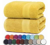 NatureMark Serviettes DE Bain Premium/Serviettes DE Douche en 100% Coton, Douces, durables, avec Boucle de Suspension - Lot de 2, 100x150 cm, Jaune