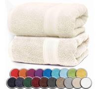 NatureMark Serviettes DE Bain Premium/Serviettes DE Douche en 100% Coton, Douces, durables, avec Boucle de Suspension - Lot de 2, 100x150 cm, Blanc Naturel