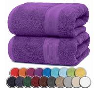 NatureMark Serviettes DE Bain Premium/Serviettes DE Douche en 100% Coton, Douces, durables, avec Boucle de Suspension - Lot de 2, 100x150 cm, Violet