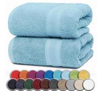 NatureMark Serviettes DE Bain Premium/Serviettes DE Douche en 100% Coton, Douces, durables, avec Boucle de Suspension - Lot de 2, 100x150 cm, Bleu Clair
