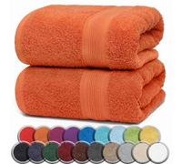 NatureMark Serviettes DE Bain Premium/Serviettes DE Douche en 100% Coton, Douces, durables, avec Boucle de Suspension - Lot de 2, 100x150 cm, Terre Cuite