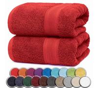 NatureMark Serviettes DE Bain Premium/Serviettes DE Douche en 100% Coton, Douces, durables, avec Boucle de Suspension - Lot de 2, 100x150 cm, Rouge