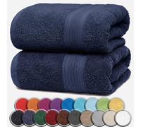 NatureMark Serviettes de Sauna Lot de 2-100% Coton, Douces et Absorbantes, Lavables en Machine - 80x200 cm - Bleu Marine