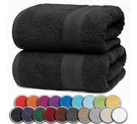NatureMark Lot de 2 Serviettes de Sauna 100% Coton - Serviettes de Bain Douces et très absorbantes 80x200 cm - pour Sauna, Spa et Fitness - Noir