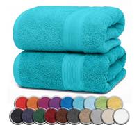 NatureMark Serviettes de Sauna Lot de 2-100% Coton, Douces et Absorbantes, Lavables en Machine - 80x200 cm - Turquoise