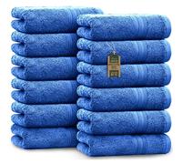 NatureMark Serviettes d'invité - Lot de 12 (30x50 cm), 100% Coton, Certification Oeko-Tex, Douces, absorbantes et faciles d'entretien - pour Salle de Bain, invités et Spa - Couleur Bleu Roi