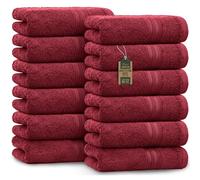 NatureMark Serviettes d'invité - Lot de 12 (30x50 cm), 100% Coton, Certification Oeko-Tex, Douces, absorbantes et faciles d'entretien - pour Salle de Bain, invités et Spa - Couleur Rouge Bordeaux