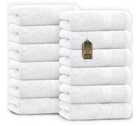 NatureMark Serviettes d'invité - Lot de 12 (30x50 cm), 100% Coton, Certification Oeko-Tex, Douces, absorbantes et faciles d'entretien - pour Salle de Bain, invités et Spa - Couleur Blanc