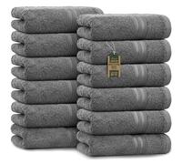 NatureMark Serviettes d'invité - Lot de 12 (30x50 cm), 100% Coton, Certification Oeko-Tex, Douces, absorbantes et faciles d'entretien - pour Salle de Bain, invités et Spa - Couleur Gris Anthracite