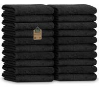 NatureMark Serviettes d'invité - Lot de 20 (30x50 cm), 100% Coton, certifiées Oeko-TEX, Douces, absorbantes et faciles d'entretien - pour Salle de Bain, invités & Spa - Noir