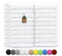 NatureMark Serviettes d'invité - Lot de 20 (30x50 cm), 100% Coton, certifiées Oeko-TEX, Douces, absorbantes et faciles d'entretien - pour Salle de Bain, invités & Spa - Blanc