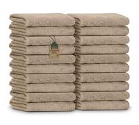NatureMark Serviettes d'invité - Lot de 20 (30x50 cm), 100% Coton, certifiées Oeko-TEX, Douces, absorbantes et faciles d'entretien - pour Salle de Bain, invités & Spa - Sable/Beige
