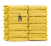 NatureMark Serviettes d'invité - Lot de 20 (30x50 cm), 100% Coton, certifiées Oeko-TEX, Douces, absorbantes et faciles d'entretien - pour Salle de Bain, invités & Spa - Jaune