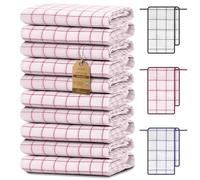 NatureMark Set de 10 torchons de Cuisine 50x70 cm - 100% Coton, absorbants et résistants - Torchons pour Usage Domestique et Professionnel, incluant Un E-Book, Couleur : Rouge