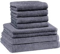 NatureMark Lot de 8 Serviettes Éponge, 100% Coton, Gris Anthracite