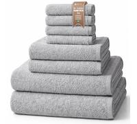 NatureMark Lot de 8 Serviettes Éponge, 100% Coton, Gris Argent