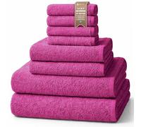 NatureMark Set de Bain, 8 pièces en 100% Coton - 4 pour invités, 2 pour Le Visage et 2 Grands formats pour Bain/Douche, Rose - 30x50, 50x100, 70x140 cm