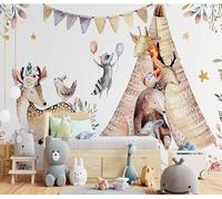 Naturempress Papier Peint Panoramique 350X250（LXH）Cerf Sika Animal Jardin D'Enfants Chambre De Bébé Papier Peint Intissé Tapisserie Poster Mural pour Salon Chambre Décoration Murale