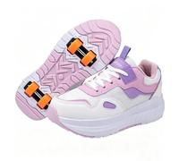 Naturepanda Chaussures à Roues pour Enfants,Chaussures Roller Unisexes,2 en 1 Patins à roulettes Retractable,Chaussures à roulettes,avec LumièRes LED,Semelle épaisse TPR Antidérapante à Haut Rebond
