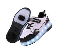 Naturepanda Chaussures Patinage roulettes Lumineuses LED,Chaussures D'EntraîNement à Double Roue,RéGlables,Avecroulettes Amovible,Rechargeable par USB,pour GarçOns Et Filles Et Adulte
