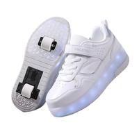 Naturepanda Chaussures Patinage roulettes Lumineuses LED,Chaussures D'EntraîNement à Double Roue,RéGlables,Avecroulettes Amovible,Rechargeable par USB,pour GarçOns Et Filles Et Adulte