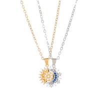 Naturepernulo Ensemble de colliers assortis pour homme et femme avec strass et soleil et lune, Medium, Métal, Pas de gemme