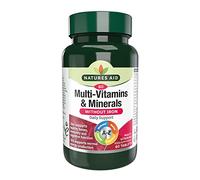 Natures Aid Multivitamines et Minéraux Sans Fer - Formule multi-vitaminée forte dose, 1 par jour - Soutient le système immunitaire, l’énergie, le cerveau et la santé osseuse - Vegan, sans gluten