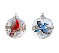 Nature's Birds Boules de Noël transparentes Motif oiseau Décorations de Noël faites à la main en verre cristal Pendentif pour les fêtes