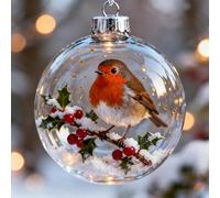 Nature's Birds Crystal Glass Ornament Gift Set, Cardinal Bird Glass Christmas Tree Ornaments, Wild Bird Wonders Crystal Ornament Collection, for Xmas Tree Memorial Gifts (#C)