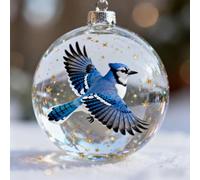 Nature's Birds Crystal Glass Ornament Gift Set, Cardinal Bird Glass Christmas Tree Ornaments, Wild Bird Wonders Crystal Ornament Collection, for Xmas Tree Memorial Gifts (#E)