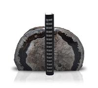 Nature's Decorations Paire de Serre-Livres en Agate Noire - Serre-Livres décoratifs en Cristal teinté Non Toxique de qualité supérieure pour étagères et bibliothèques, décoration d'étagère en géode