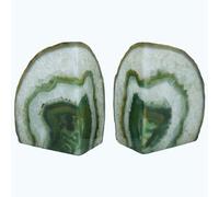 Nature's Decorations Serre-Livres en Agate - Lot de 2 Serre-Livres en Forme de géode Verte de qualit avec Pare-Chocs en Caoutchouc pour étagères, Bureau, décoration d'intérieur (1,8 à 2,7 kg)