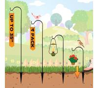 Natures Distributing Lot de 4 piquets de Jardin avec Crochets de Berger - Meilleurs piquets de pelouse pour la décoration - Suspendez des bocaux Mason et des Lampes solaires - Décoration extérieure -