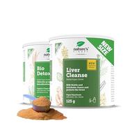 Nature's Finest Liver Cleanse + BIO Detox, Duo 250 g | Duo de boissons en poudre : Liver Cleanse orange (curcuma, chardon-Marie) et BIO Detox (5 superaliments verts bio)