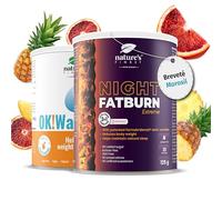 Nature's Finest Night Burn Extreme + OK!WaterOut, Duo 275 g | Duo de boissons en poudre : Night Burn Extreme orange (Morosil) et OK!WaterOut ananas (ortie et sureau) - matin et soir