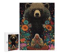 Nature's Harmony Bear & Elderly Man in Flowers Puzzle 1000 Pièces Educa Jouet en Bois Cadeau Unique Décoration Intérieure Jeu Éducatif Challenge Toy Adultes Et Enfants À Partir De 14 Ans 500 PCS