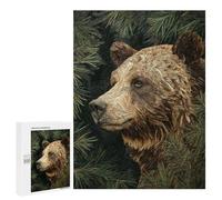 Nature's Majesty Bear in Pine Forest Puzzle 1000 Pièces Educa Jouet en Bois Cadeau Unique Décoration Intérieure Jeu Éducatif Challenge Toy Adultes Et Enfants À Partir De 14 Ans 500 PCS