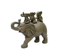 Nature's Mark Statuette en résine avec 3 bébés éléphants chevauchant Un éléphant - 20,3 cm de Hauteur - Décoration d'intérieur (Gris)